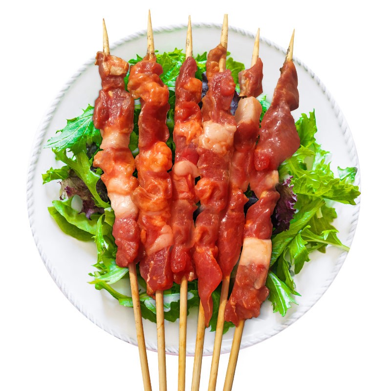 艾克拜尔牛羊肉串 调理15g/100串 羊肉串烧烤食材 牛肉串100串15g*100
