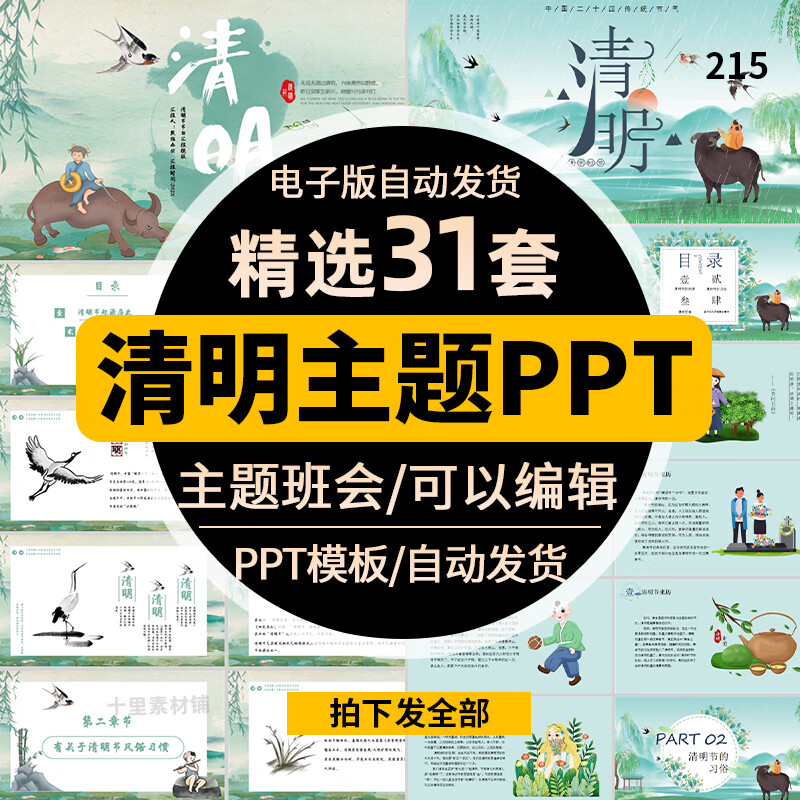 清明节ppt模板课件幼儿园小学生文明祭祀缅怀先烈主题班会成品 标准
