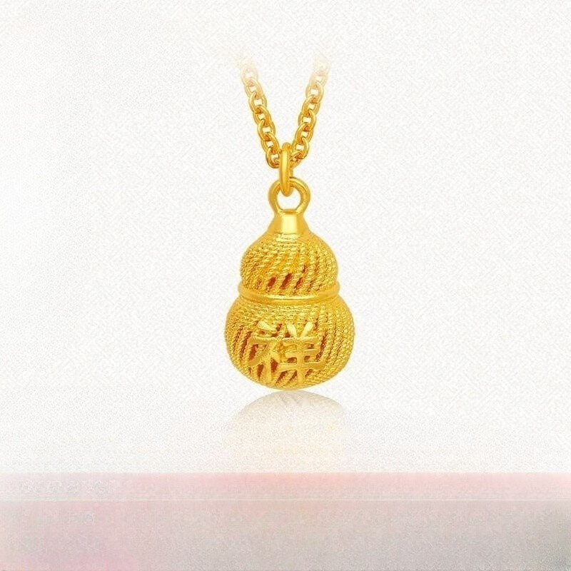 单个黄金花丝葫芦吊坠