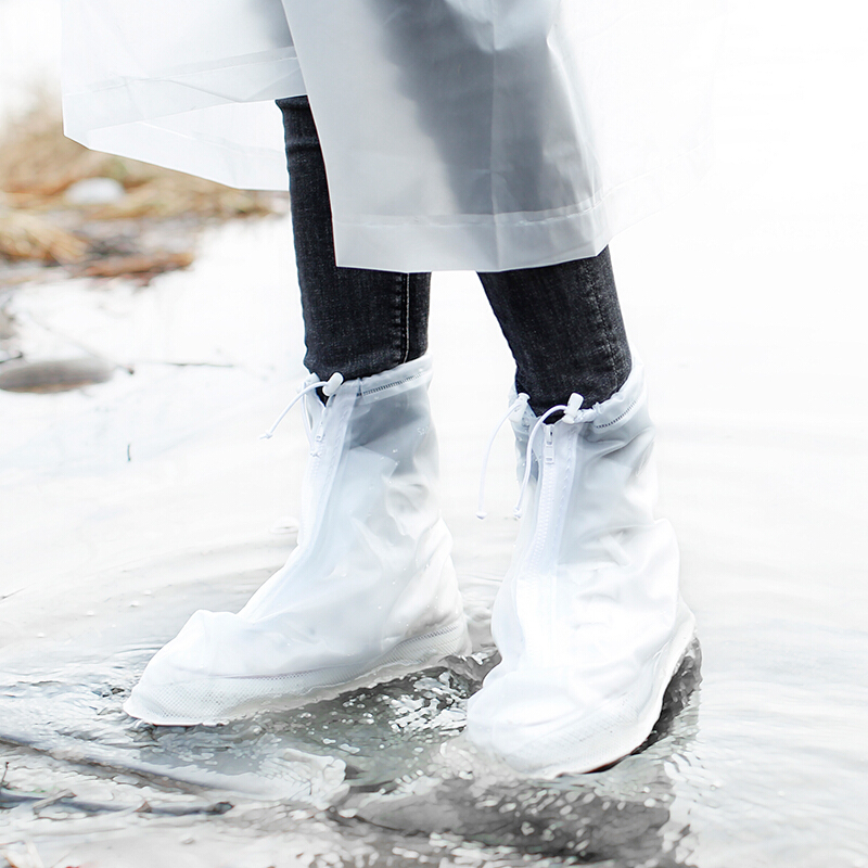 将远行雨鞋套防水雨天防滑防水鞋套男女防滑加厚耐磨防雨鞋套 白色 加厚款3XL(43-44码)