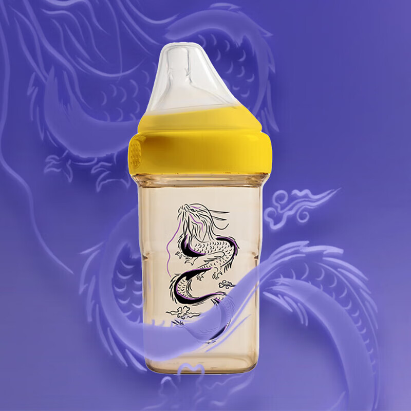 HEGEN宽口径奶瓶纪念龙瓶PPSU奶瓶宝宝 240ml 带2阶奶嘴 3-6个月