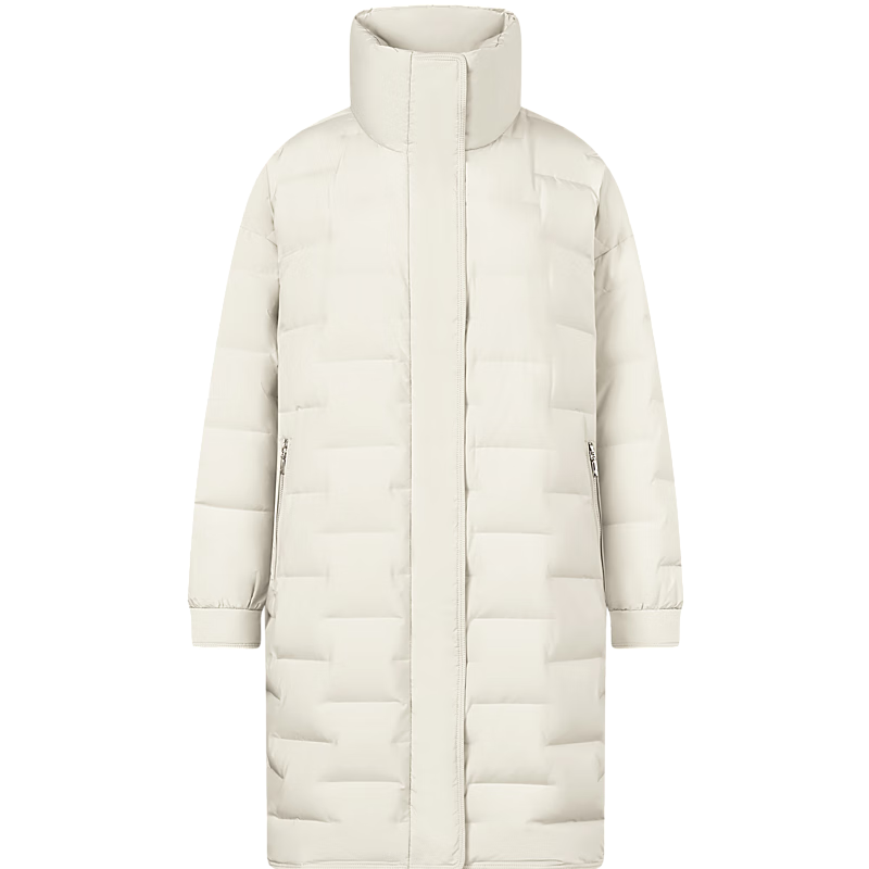 波司登（BOSIDENG）【断码清仓】轻薄鹅绒羽绒服女中长款90绒收腰通勤保暖翻领外套 白桦色8119 L 170/92A