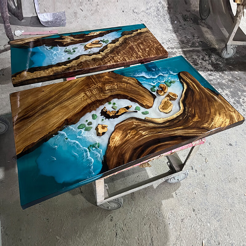 云漫卿树脂胶河流桌  环氧树脂桌子河流桌茶桌大板餐桌海洋茶台面板茶