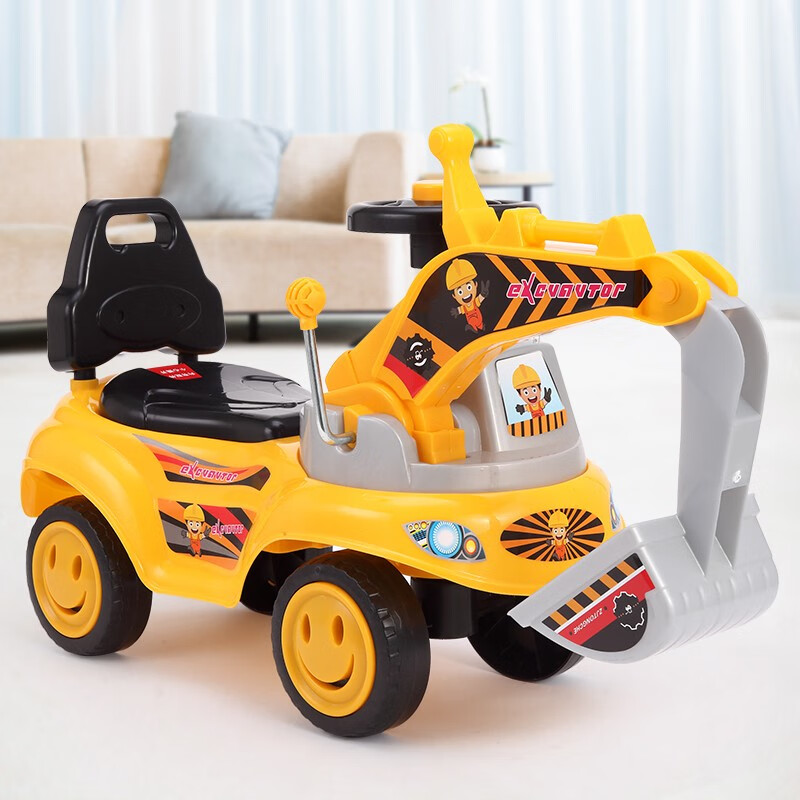智想 儿童挖掘机可坐可骑人大号挖土机玩具车 宝宝工程车模型音乐3-6岁玩具男孩挖机XKBM-6188C礼物