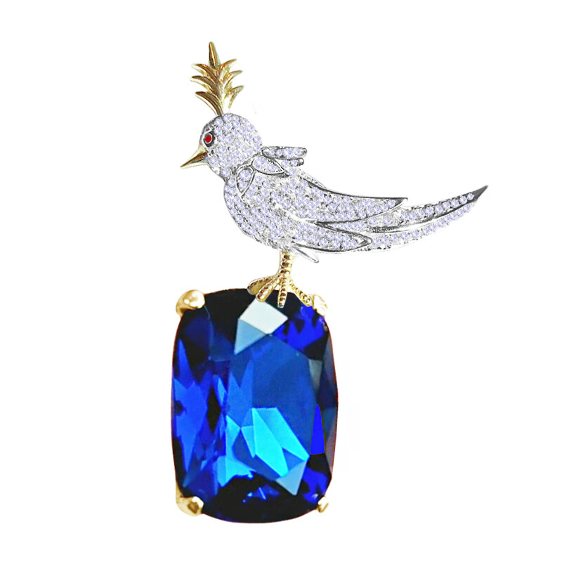 月兰诗石上鸟胸针水晶别针感西服胸花配饰男2024新款女 镶嵌锆石 水晶