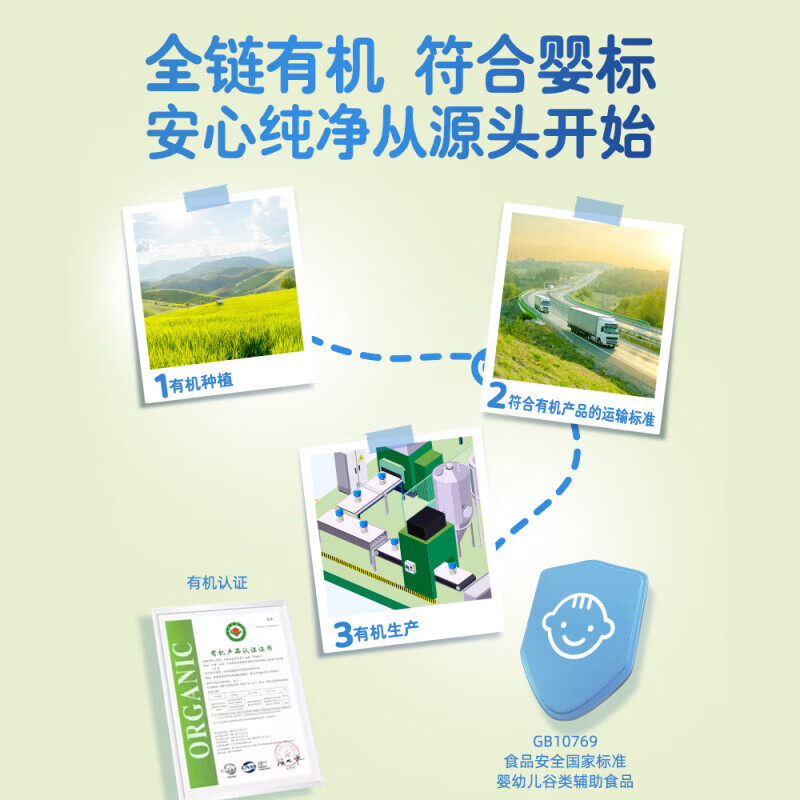 贝拉米婴幼儿高铁有机米粉宝宝辅食米糊水溶性二价铁 不含乳粉低敏-原味米粉 250g*1罐