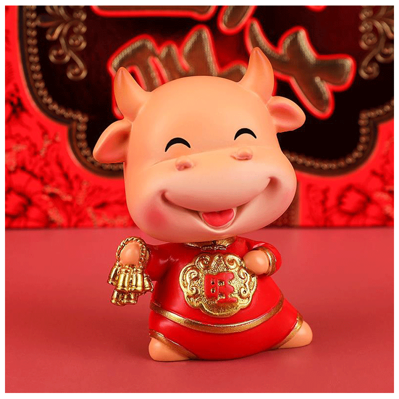宸芃小牛可爱牛年创意摇头摆件新年礼品创意家居摆件汽车摆件牛 a款