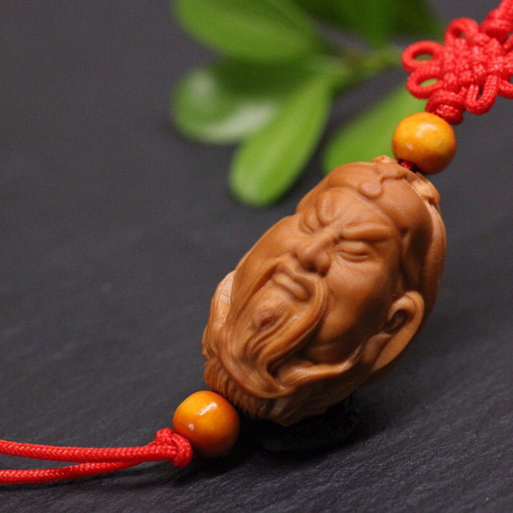 核雕 单颗 橄榄核雕手串三通配饰吊坠关公头像关羽关云长核雕项链单颗
