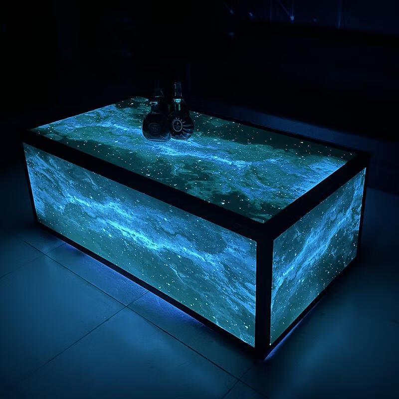 钢化玻璃茶几现货ktv茶几发光欧式会所七彩灯光酒吧台 定制长x宽 整装