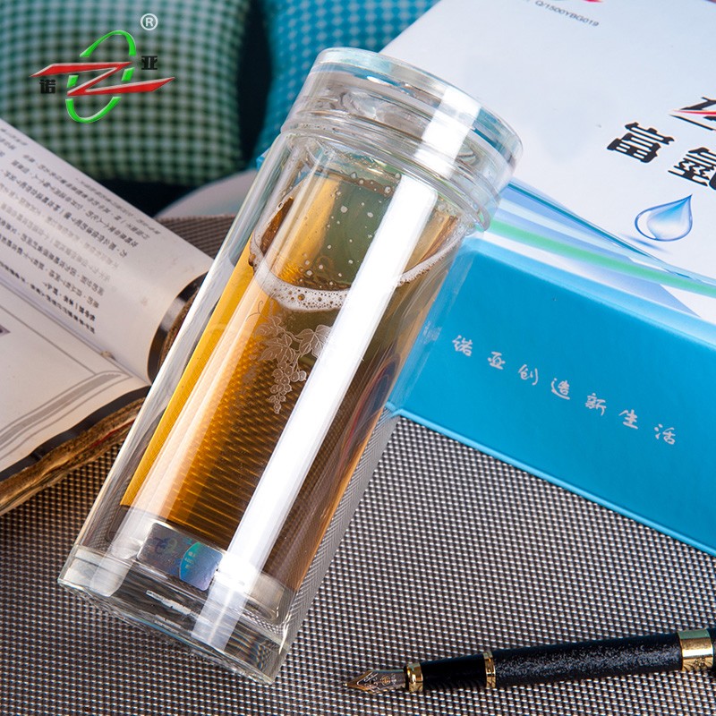 诺亚口杯富氢杯水素水杯活氢动力保健养生磁化负离子双层玻璃杯男女士