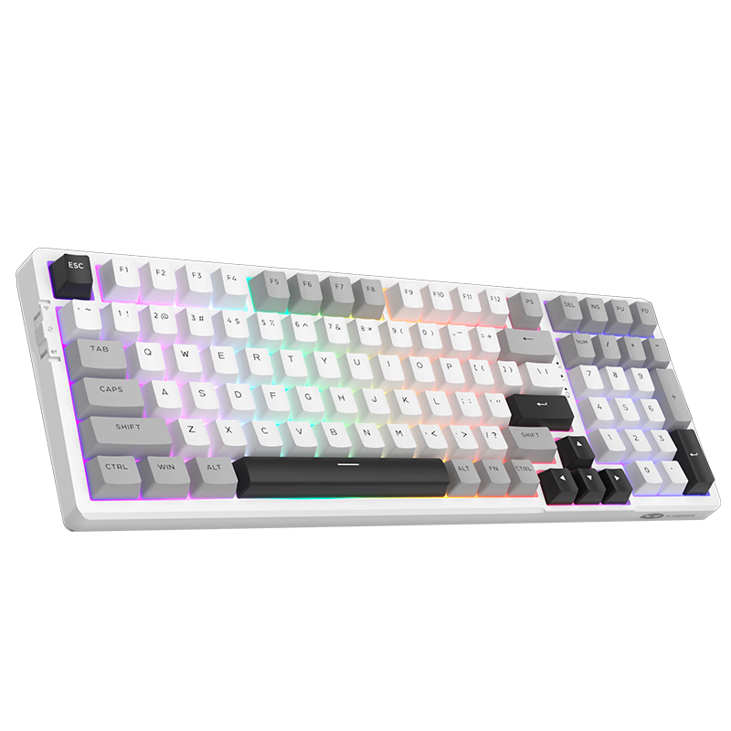 MageGee Light100 无线三模机械键盘 电竞游戏键盘 99键全键热插拔 GASKET客制化电脑键盘 星光白 蓝鲸轴