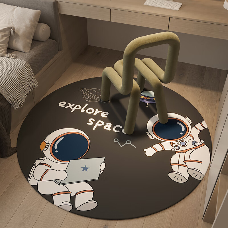 季象圆形电脑椅地垫客厅卧室毯子转椅垫书房家用椅子保护垫电竞椅脚垫 SJR-探索宇宙-圆形 直径80cm