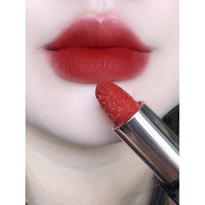 花西子雕花口红浮雕唇膏女半哑光正红烂番茄色杜鹃情人礼物送女友老婆
