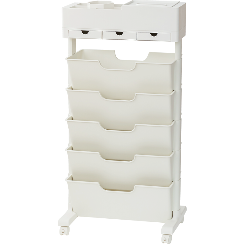 時代良品桌邊移動書架置物架書立架辦公室書桌高中生文件書擋書立簡約立式可移動 粉色-三抽屜帶輪款