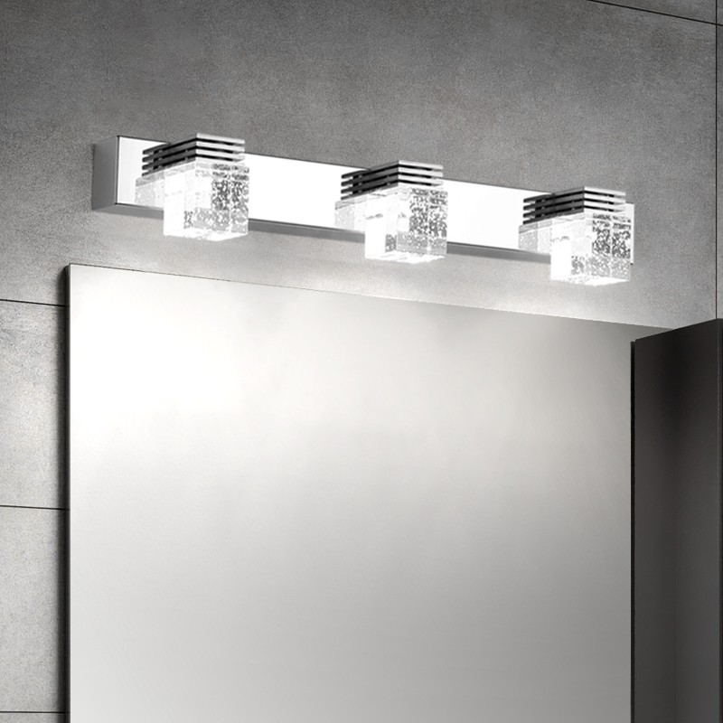 ·炬胜 K9水晶LED镜前灯浴室卫生间镜柜灯不锈钢镜子灯 3头9W白光