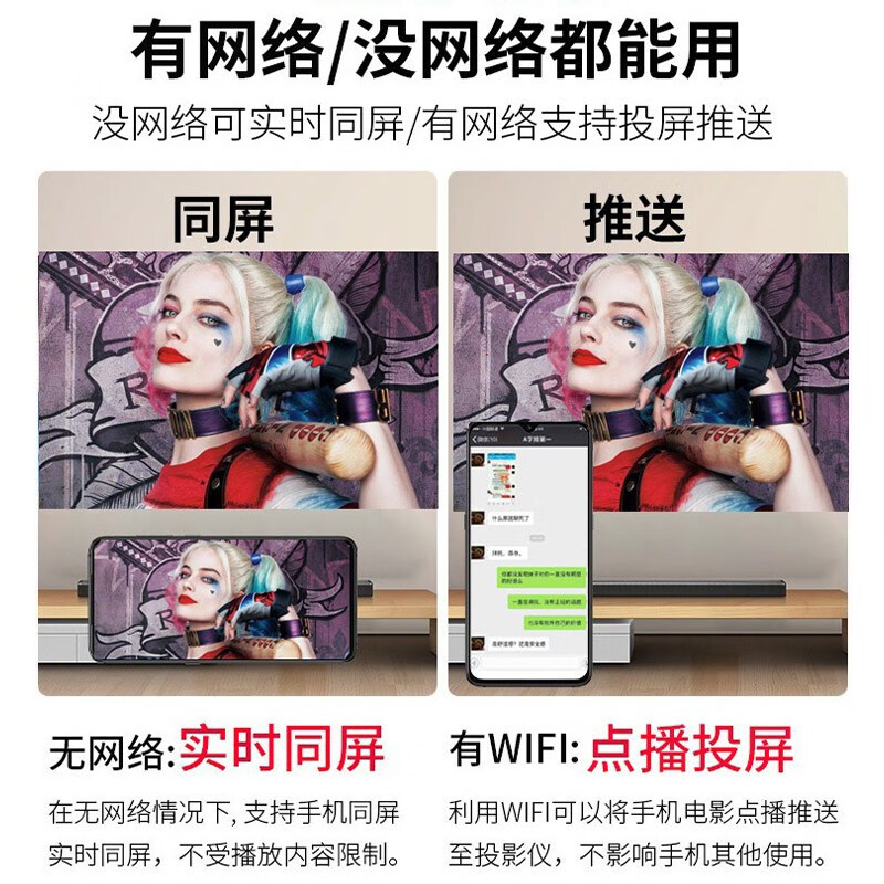 瑞视达（RUISHIDA） M7手机投影仪家用智能高清WIFI便携迷你办公卧室投影机会议小型家庭影院 真实1080P超清手机版