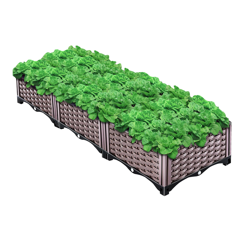 墨斗魚蔬菜種植箱種菜神器家庭陽(yáng)臺(tái)種菜盆樓頂特大號(hào)花箱塑料花盆3聯(lián)箱	