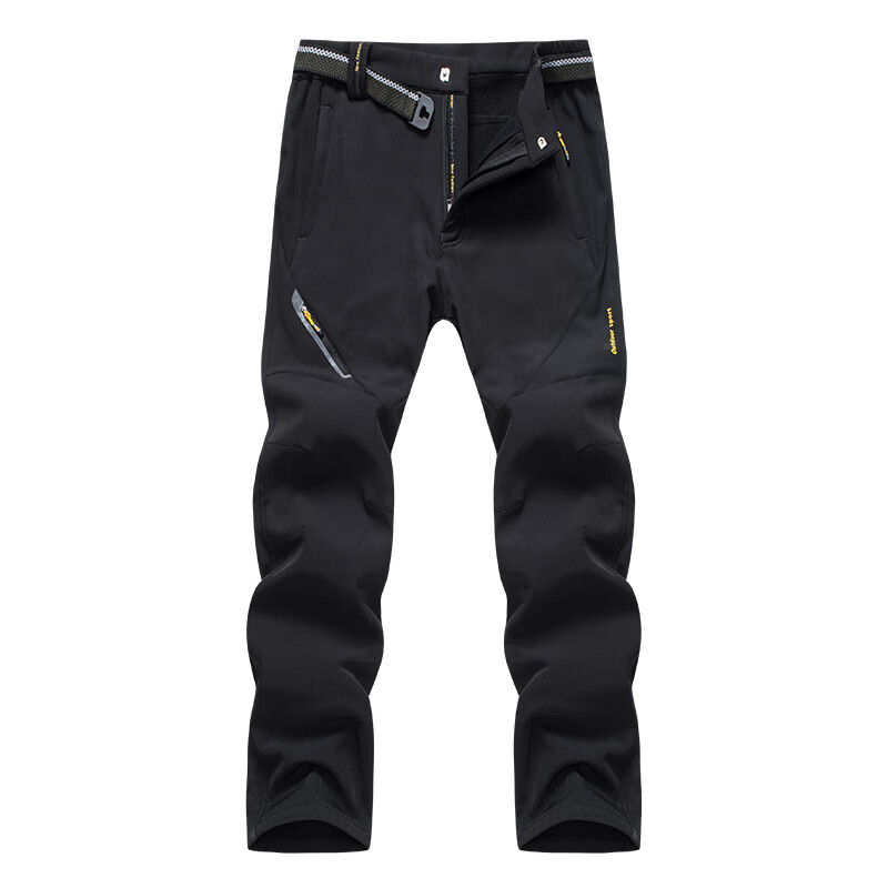 苏奈雪户外冲锋裤男款加绒加厚冬季新款登山裤防风保暖登山休闲裤 黑色 M