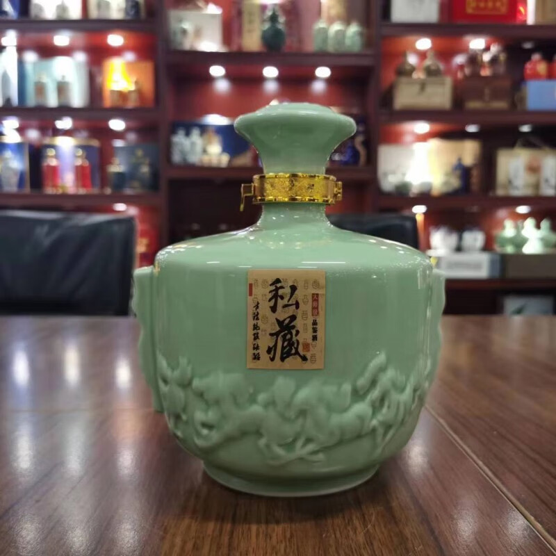花乐集陶瓷酒瓶3斤5斤带木盒青釉八骏马家用密封酒坛泡酒缸酒罐 3斤