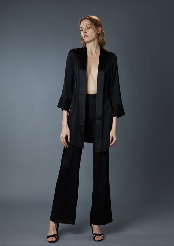 charlottagandolfo真丝外套桑蚕丝上衣女瑞典设计师品牌黑白两色 黑色