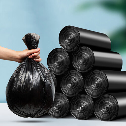 妍居垃圾袋小号加厚平口黑色家用宿舍办公厨房卫生间一次性塑料袋 45*50黑色加厚200只)