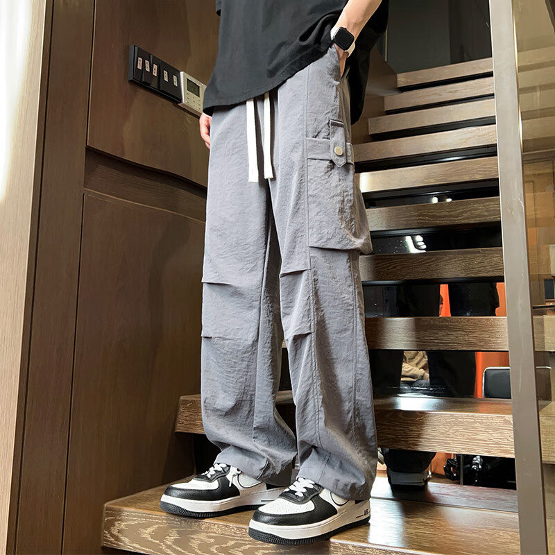 Foss Phil工装裤男装2026春夏季新款宽松百搭学生潮牌薄款休闲直筒裤子男士 ZX-K515浅卡其色 薄款 2XL (150斤-170斤)