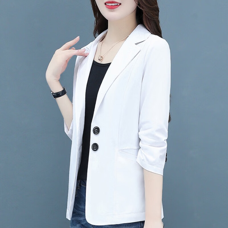 皮尔卡丹亚麻西装短外套女新款修身春夏中年棉麻薄款休闲百搭小西服秋