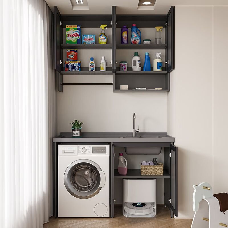 俪伽(veryblessed)扫地机器人洗衣机柜一体柜阳台柜定制切角洗衣柜