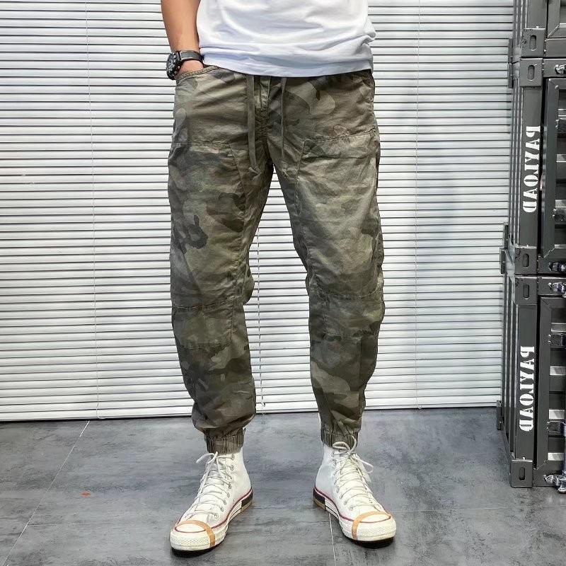 琛倪 迷彩工装裤男夏季潮牌束脚工地汽修工人干活上班穿的工作裤子大