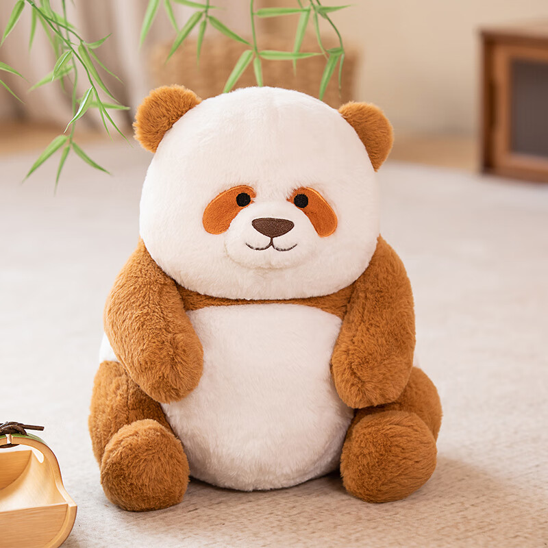 润橘大熊猫仿真熊猫花花玩偶毛绒玩具大号小公仔抱礼物女生 棕色七仔