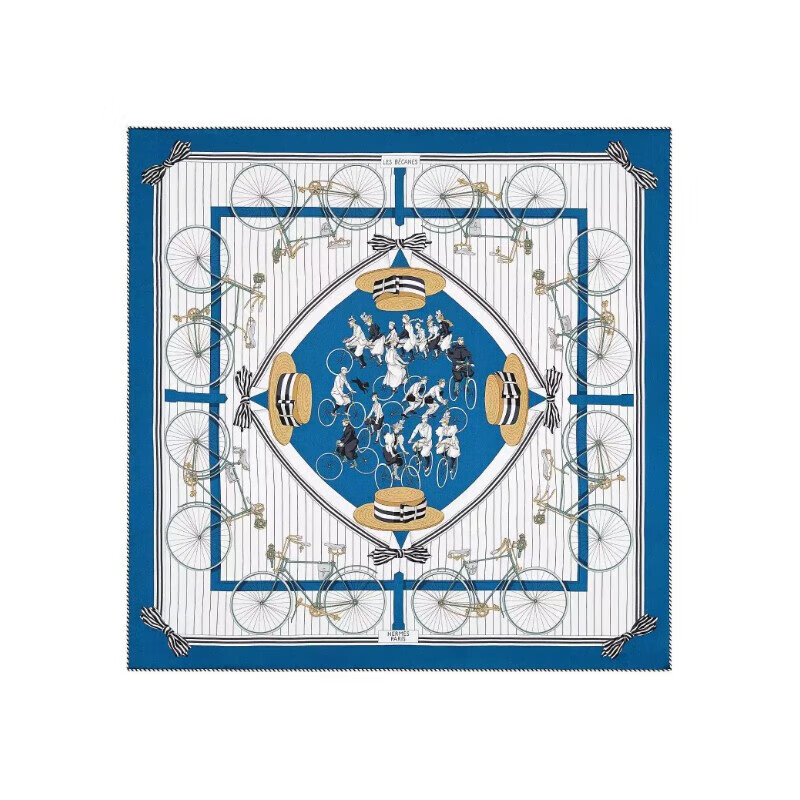 爱马仕(hermes)爱马仕(hermes)丝巾 骑自行 桑蚕丝丝巾女士方巾 深