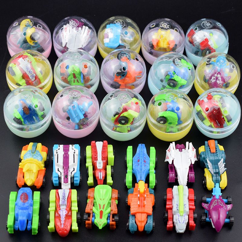 聚品阁12款透明连体恐龙变形车玩具扭蛋球奇趣蛋玩具玩具车儿童3到6岁 恐龙变形车马卡龙扭蛋12款不同随