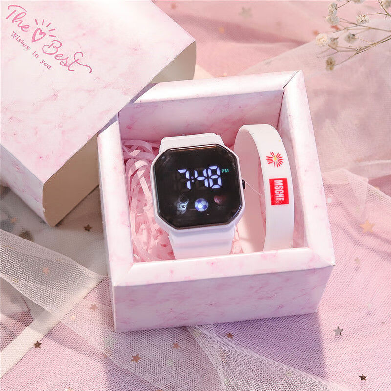 女孩小学生手表创意实用6-12岁创意小礼品仪式感 白带时间日期夜光