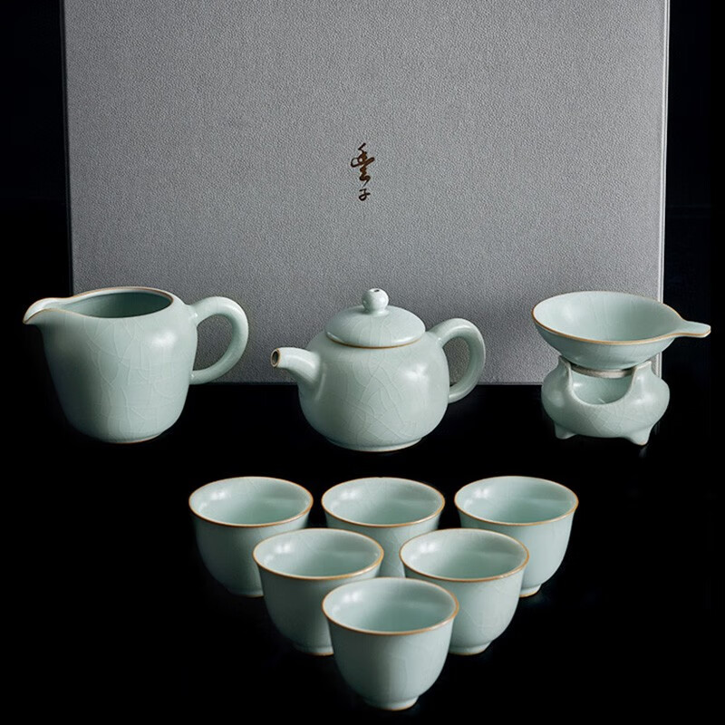 融俊 台湾丰子汝窑功夫茶具套装汝瓷泡茶壶茶杯套组可养开片商务礼品