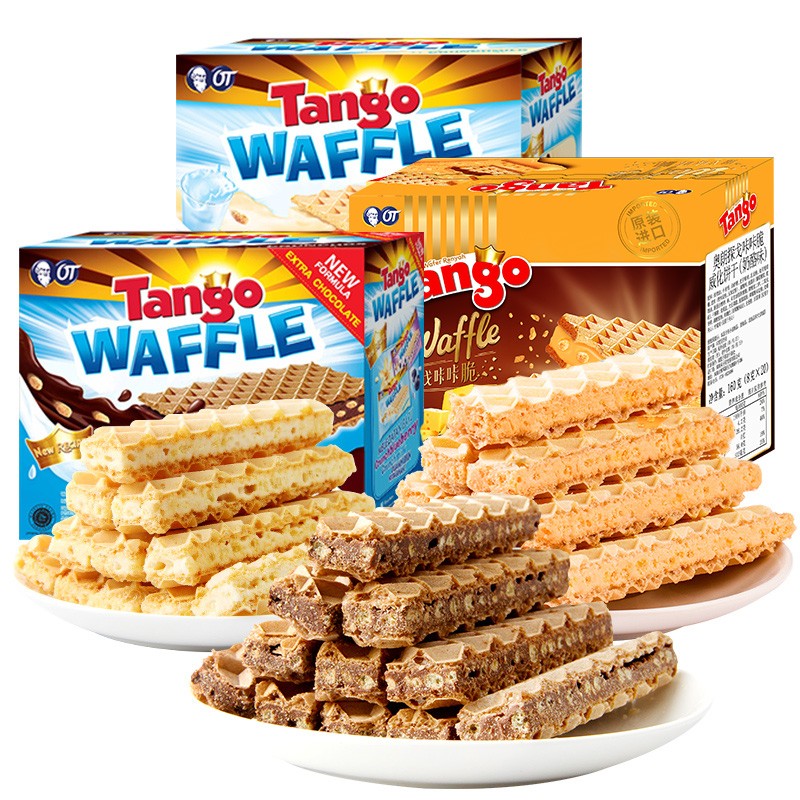 印尼进口 Tango咔咔脆威化 进口休闲零食 代餐饼干 办公室零食小吃 混合口味480g （160g*3盒）