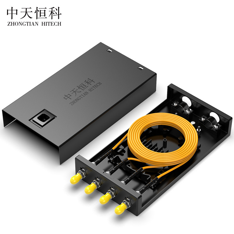 中天恒科 光纤终端盒 4口4芯多模满配st接口 尾纤光缆熔接盒通用光纤