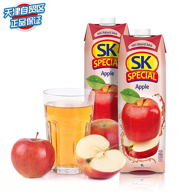 sk special果汁饮品饮料 塞浦路斯进口 苹果汁1l*2瓶