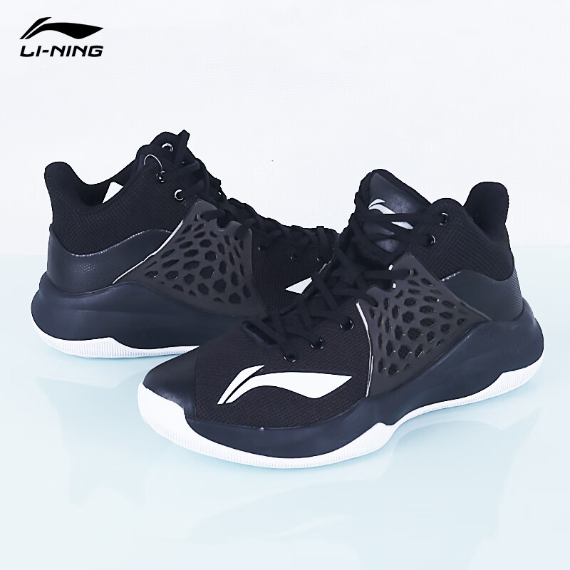 李宁(li-ning)篮球鞋实战男音速7训练减震耐磨科技运动鞋新款 黑色