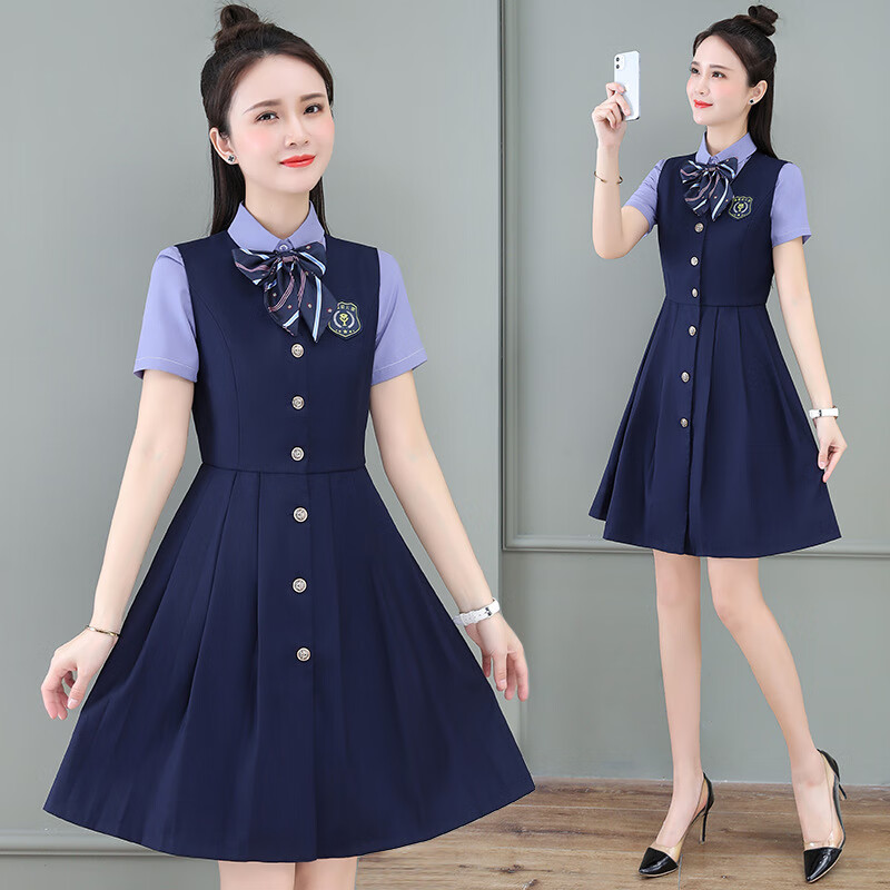 漠悠洛幼儿园教师园服工作服夏天珠宝店美容院制服早教老师工装定制款