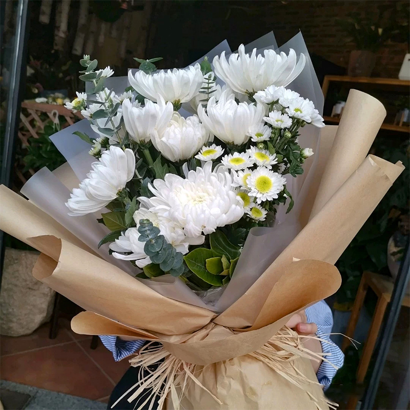七夕恋清明节江苏菊花扫墓用品花束祭祀祭奠白色鲜花速递同城配送店