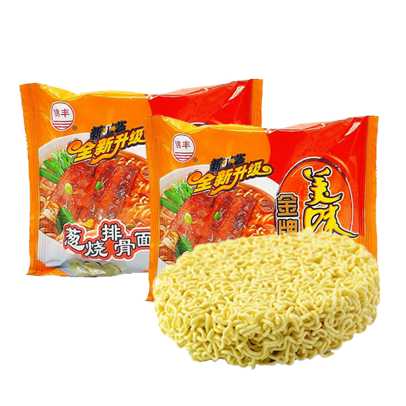 【dj优选】新货锦丰美味香葱烧排骨面泡面整箱27包速食早餐方便面干吃