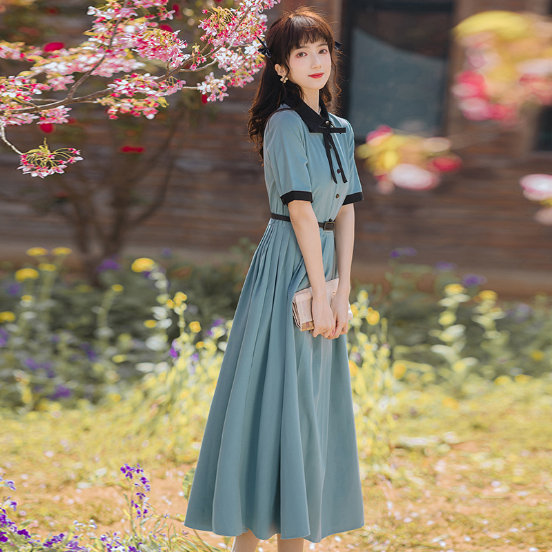 教师面试连衣裙过膝夏季穿搭教资正式场合女生夏天穿的幼师老师服装