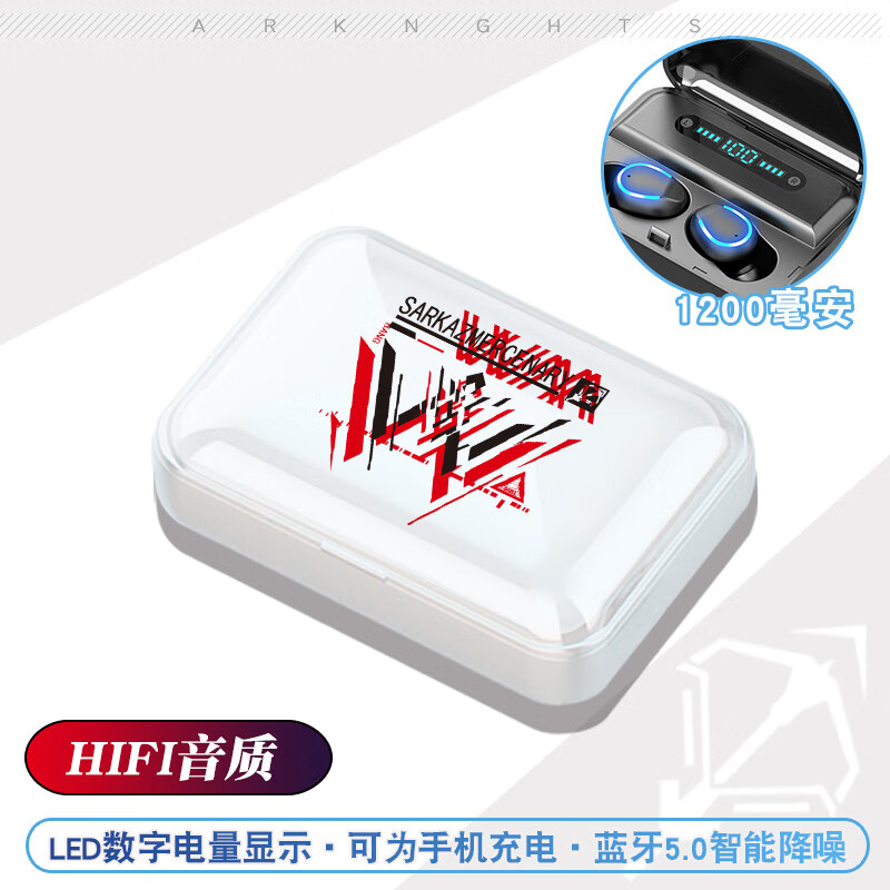 搭啵兔明日方舟蓝牙耳机 明日游戏周边方舟无线蓝牙耳机W干员印象礼物 W干员白-数显充电仓蓝牙耳 标准