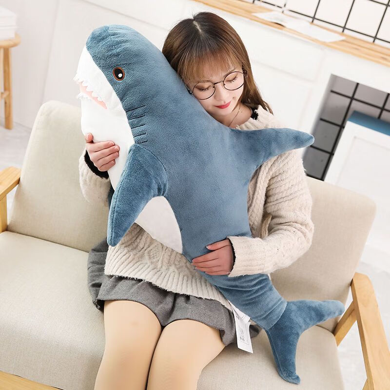 琉滋抱枕条条啊呜大公仔毛绒玩具玩偶可爱娃娃生日礼物女 鲨鱼 60cm
