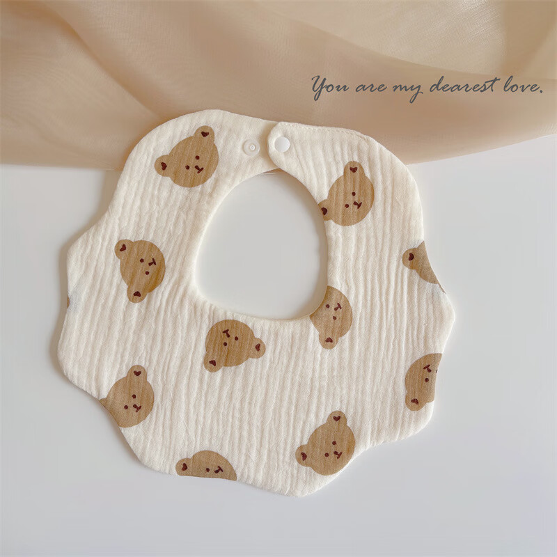 婴儿围兜纱布口水巾宝宝围嘴口水围防吐奶吸水新生儿6层 小熊