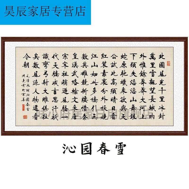飞主流办公室字画书法作品沁园春雪字画诗词书法作品沁园春雪书法挂画