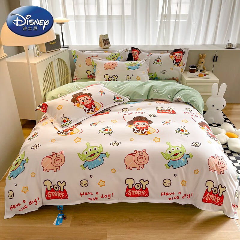 迪士尼（Disney）亲肤印花草莓熊四件套床单款被套枕套儿童卡通宿舍租房多件套 玩具总动员 1.5/1.8m床四件套适合被芯2*2.3m