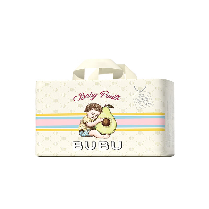 BUBU乳木果新品超薄护臀纸尿裤花苞腰围尿不湿 拉拉裤包装L码34片