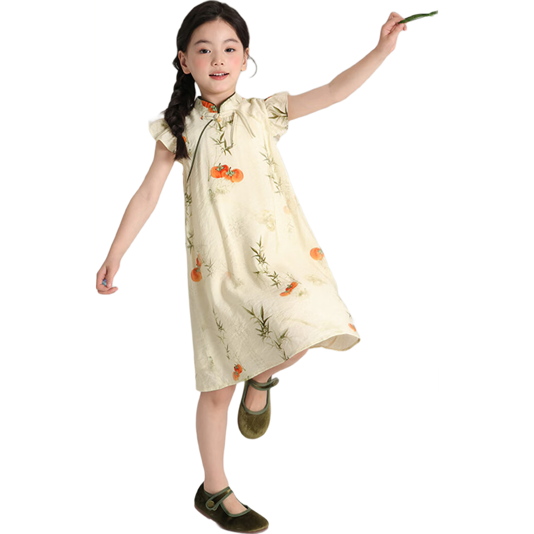 布丁哈魯新中式女童國(guó)風(fēng)套裝兒童漢服大童旗袍唐裝夏季2025新款連衣裙