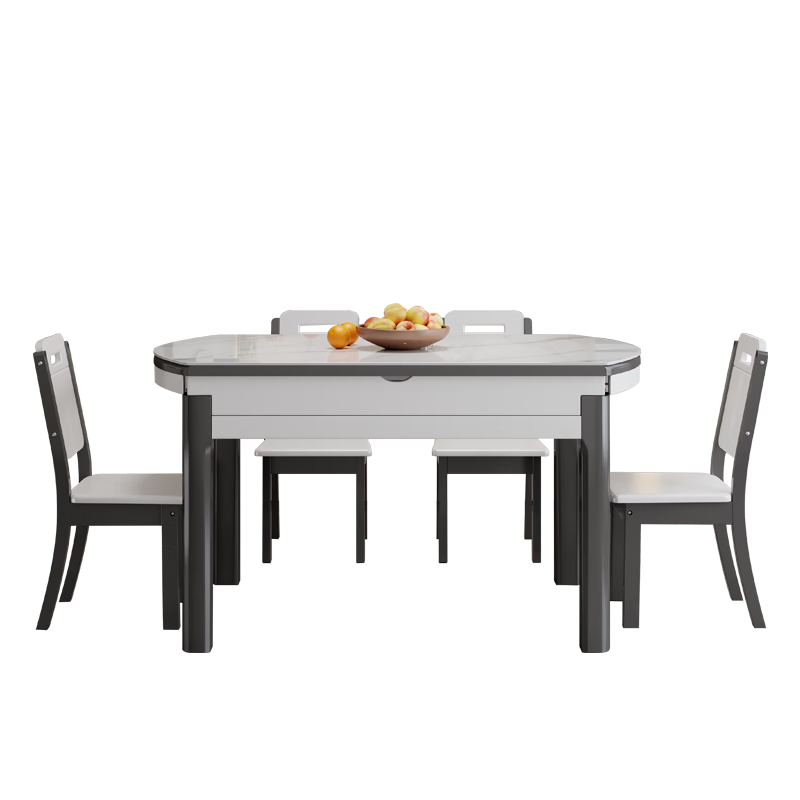 莱仕达京东居家优选岩板餐桌椅组合伸缩折叠家用实木饭桌子LSD02 1.2米